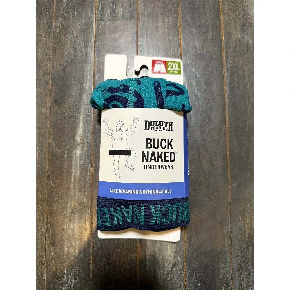 Duluth Trading Co Buck Naked Performance Boxers Green Tool Print